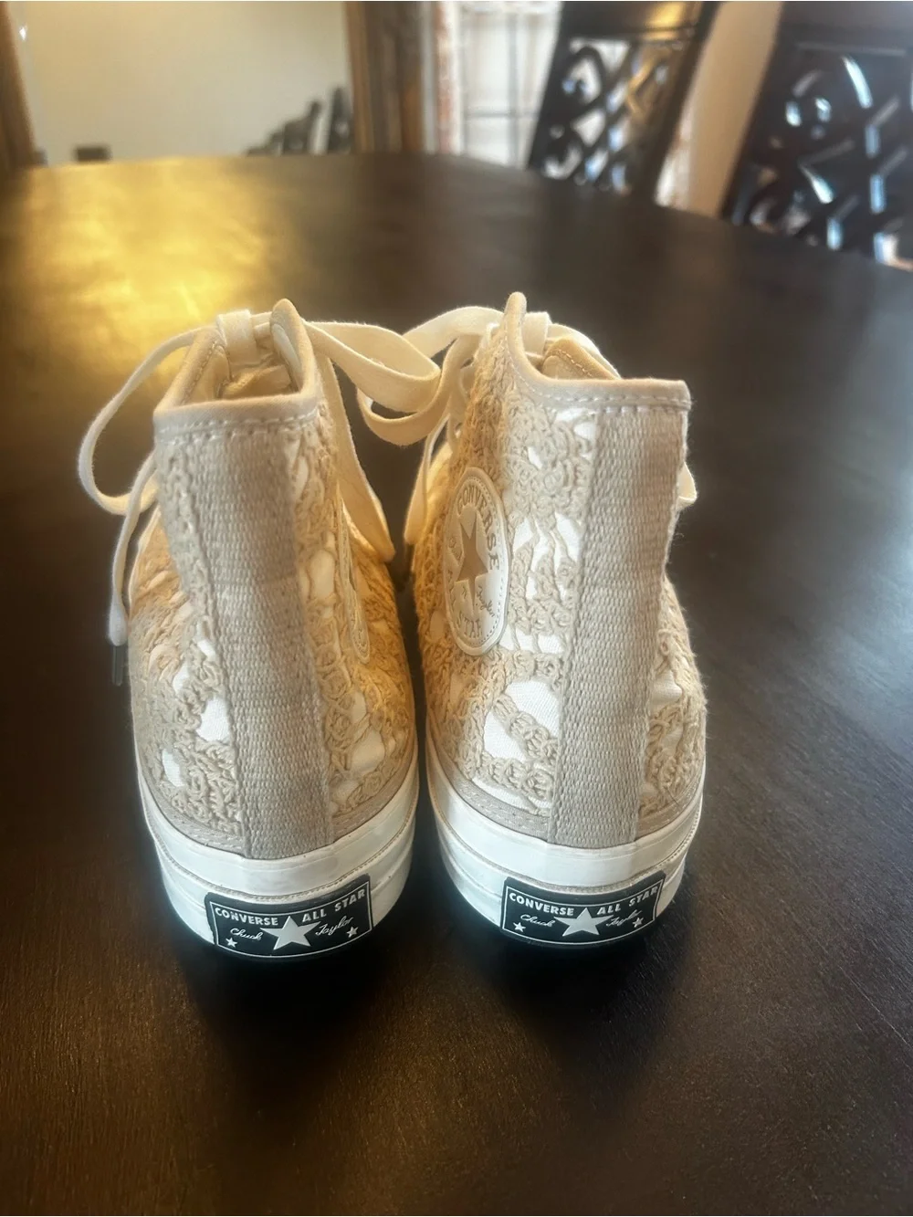 Converse Lace High-Top Sneakers in Cream - Picture 3 of 11